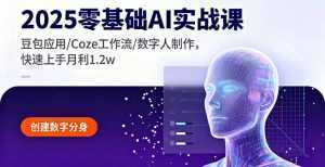 2025零基础AI实战课，豆包应用/Coze工作流/数字人制作，快速上手月利1.2w-泱泱学习社