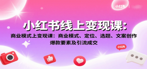 小红书线上变现课：商业模式、定位、选题、文案创作、爆款要素及引流成交-泱泱学习社