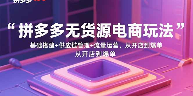 拼多多无货源电商玩法：基础搭建+供应链管理+流量运营，从开店到爆单-泱泱学习社