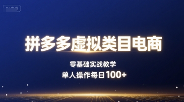 拼多多虚拟类目电商，零基础实战教学，单人操作每日100+-泱泱学习社