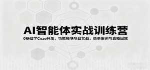 AI智能体实战训练营：0基础学Coze开发，功能模块项目实战，商单案例与直播回放-泱泱学习社