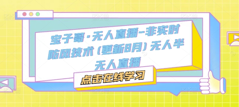 宝子哥·无人直播-非实时防风技术(更新25年9月)无人半无人直播-泱泱学习社