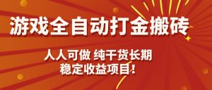 游戏全自动打金搬砖，日入千元，人人可做，纯干货，长期稳定收益项目！-泱泱学习社