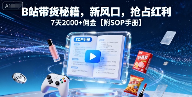 B站带货秘籍，新风口，抢占红利，7天2k+佣金【附SOP手册】-泱泱学习社