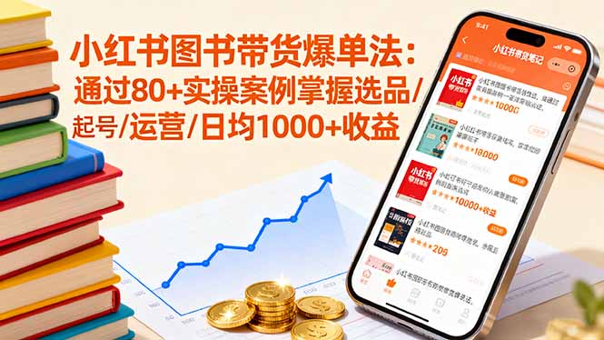 小红书图书带货爆单法：通过80+实操案例掌握选品/起号/运营/日均1000+收益-泱泱学习社