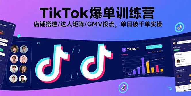 TikTok爆单训练营，店铺搭建/达人矩阵/GMV投流，单日破千单实操-泱泱学习社