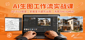 AI生图工作流实战课：SD/Flux搭建，掌握室内建筑出图、洗图与Krita精修-泱泱学习社