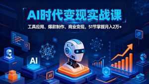 AI时代全场景实战课，工具应用、爆款制作、商业变现，51节掌握月入2万+-泱泱学习社