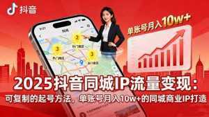 2025同城IP流量变现：可复制的起号方法，单账号月入10w+的同城商业IP打造-泱泱学习社
