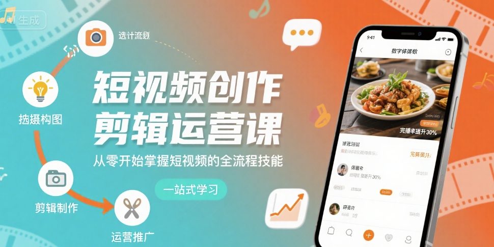 短视频创作剪辑运营课，从零开始掌握短视频的全流程技能-泱泱学习社