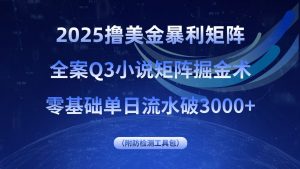 2025撸美金暴利矩阵，全案小说矩阵掘金术，零基础单日流水破3000+-泱泱学习社