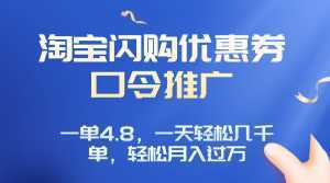 淘宝闪购赚佣金项目，一单4.8，一天轻松几千单，月入过万-泱泱学习社