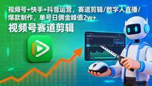 视频号+快手+抖音运营，赛道剪辑/数字人直播/爆款制作，单号日佣金峰值2w+-泱泱学习社