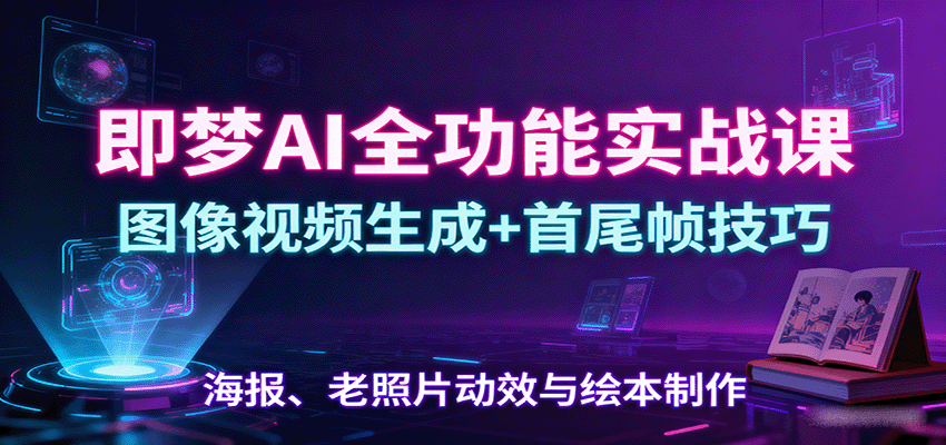 图片[1]-即梦AI全功能实战课：图像视频生成+首尾帧技巧，海报、老照片动效与绘本制作-泱泱学习社
