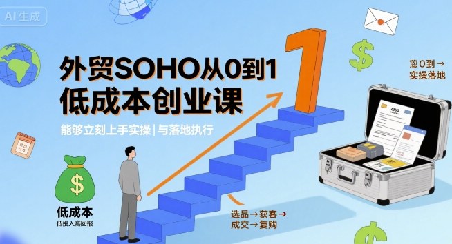 外贸SOHO从0到1低成本创业课，能够立刻上手实操与落地执行-泱泱学习社