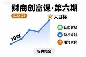 财商创富课第六期8月22-24号，如何从10W起步，一步步实现大目标-泱泱学习社
