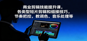 商业剪辑技能提升课，各类型短片剪辑和组接技巧，节奏把控，教调色、音乐处理等-泱泱学习社