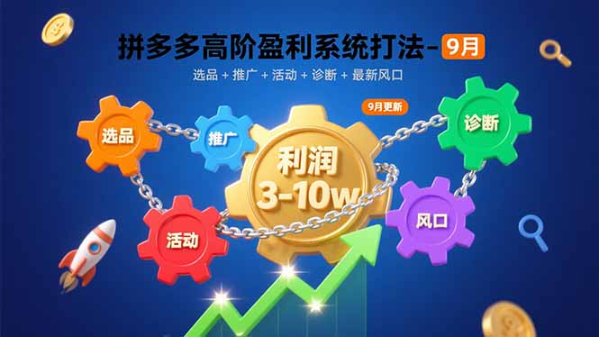 拼多多高阶盈利系统打法-9月：选品+推广+活动+诊断+最新风口，月利润3-10w-泱泱学习社