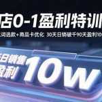 抖店0-1盈利特训课：以词选款+商品卡优化 30天日销破千90天盈利10w-泱泱学习社