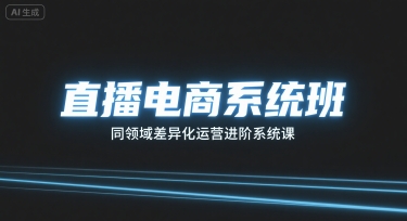 直播电商系统班，同领域差异化运营进阶系统课-泱泱学习社