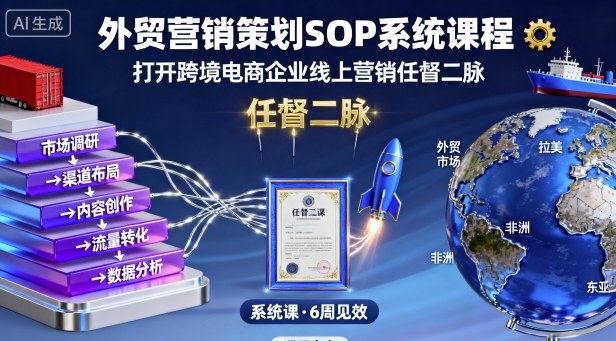 外贸营销策划SOP系统课程，打开跨境电商企业线上营销任督二脉-泱泱学习社