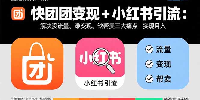 快团团变现+小红书引流：解决没流量、难变现、缺帮卖三大痛点 实现月入3w+-泱泱学习社