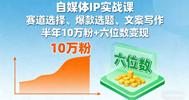自媒体IP实战课，赛道选择、爆款选题、文案写作，半年10万粉+六位数变现-泱泱学习社