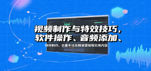 视频制作与特效技巧：软件操作、音频添加、特效制作、去重手法及精准营销等实用内容-泱泱学习社