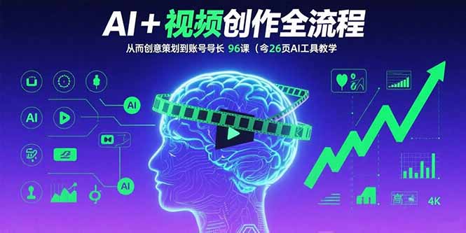 AI+短视频创作全流程：从创意策划到账号增长，96节课(含26项AI工具教学-泱泱学习社