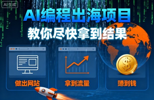 AI编程出海项目，教你尽快拿到结果-做出网站、拿到流量、賺到钱-泱泱学习社
