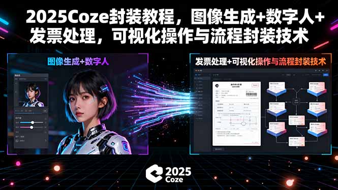 2025Coze封装教程，图像生成+数字人+发票处理，可视化操作与流程封装技术-泱泱学习社