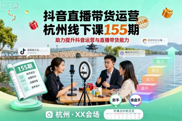 抖音直播带货运营杭州线下课155期，助力提升抖音运营与直播带货能力-泱泱学习社