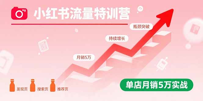 小红书流量特训营：突破流量瓶颈，实现店铺持续增长，单店月销5万实战-泱泱学习社