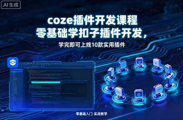 coze插件开发课程，零基础学扣子插件开发，学完即可上线10款实用插件-泱泱学习社