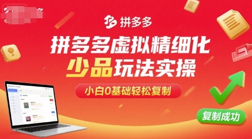 拼多多虚拟精细化少品玩法实操，小白0基础轻松复制-泱泱学习社