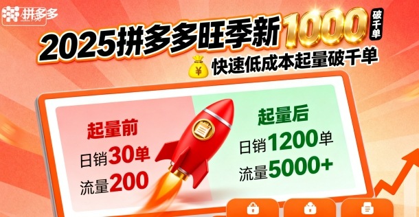 2025拼多多旺季新老店铺——快速低成本起量破千单-泱泱学习社