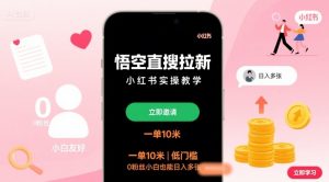 悟空直搜拉新小红书实操教学，一单10米，低门槛，0粉丝小白也能日入多张-泱泱学习社