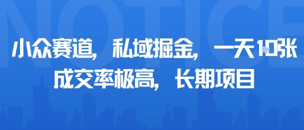 小众赛道，私域掘金，一天多张，成交率极高，长期项目-泱泱学习社