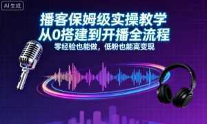 播客保姆级实操教学，从0搭建到开播全流程，零经验也能做，低粉也能高变现-泱泱学习社