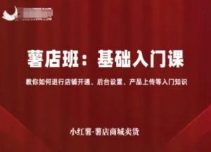 小红薯薯店商城卖货，基础入门课，教你如何进行店铺开通、后台设置、产品上传等入门知识-泱泱学习社