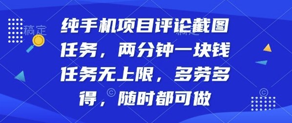 纯手机项目评论截图任务，两分钟一块钱多劳多得，随时随地都能做【揭秘】-泱泱学习社
