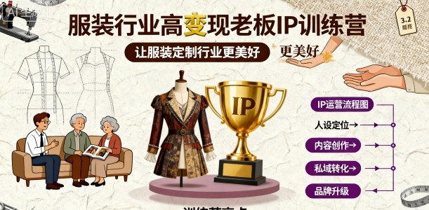 服装行业高变现老板IP训练营，让服装定制行业更美好-泱泱学习社