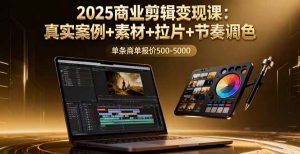 2025商业剪辑变现课：真实案例+素材+拉片+节奏调色，单条商单报价500-5000-泱泱学习社