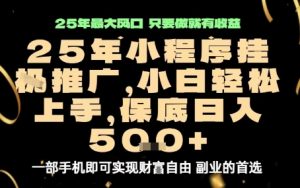 微信小程序挂G推广，解放双手，保底日入5张【揭秘】-泱泱学习社