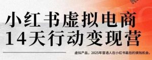 小红书虚拟电商14天变现训练营，虚拟产品，2025年普通人在小红书最后的搞钱机会(更新)-泱泱学习社