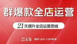 贾真电商群爆款全店运营，21天提升全店运营思维，起店、全店运营爆款不断-泱泱学习社