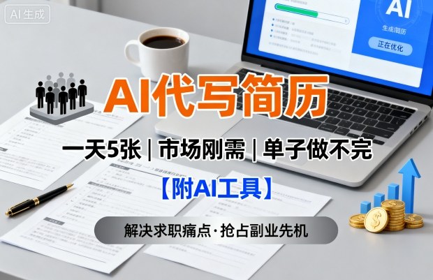 AI代写简历，一天5张，今年找工作难，市场刚需，单子做不完【附AI工具】-泱泱学习社