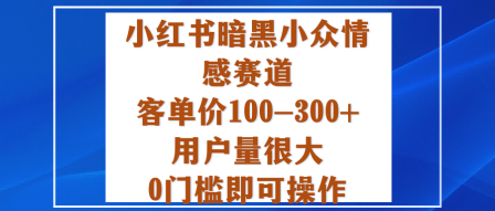 小红书暗黑小众情感赛道，客单价100-300+用户量很大，0门槛即可操作-泱泱学习社