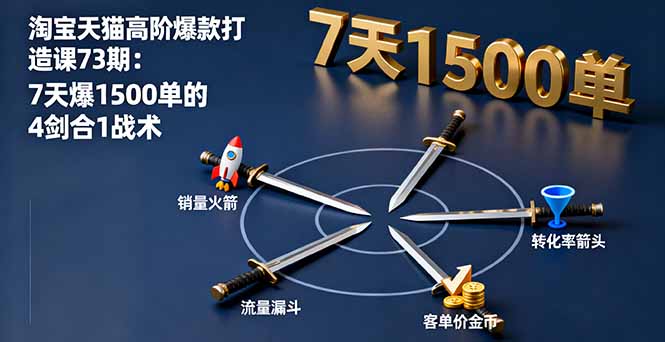 淘宝天猫高阶爆款打造课73期：7天爆1500单的4剑合1战术-泱泱学习社