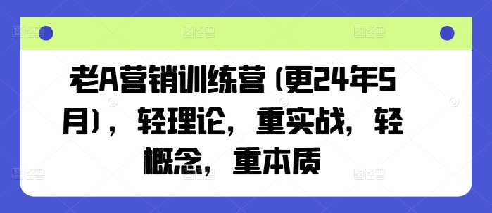 老A营销训练营(更25年10月)，轻理论，重实战，轻概念，重本质-泱泱学习社